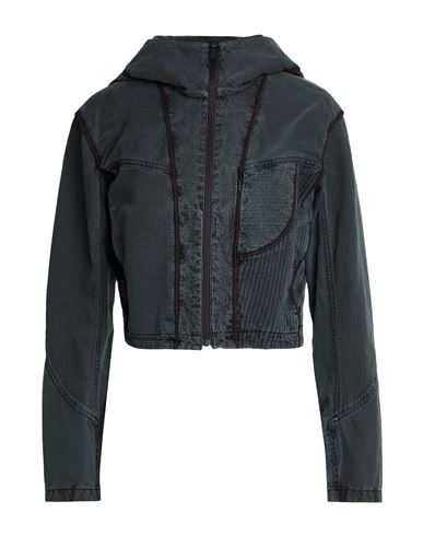 Woman Jacket Charcoal Size 3 Cotton, Polyurethane