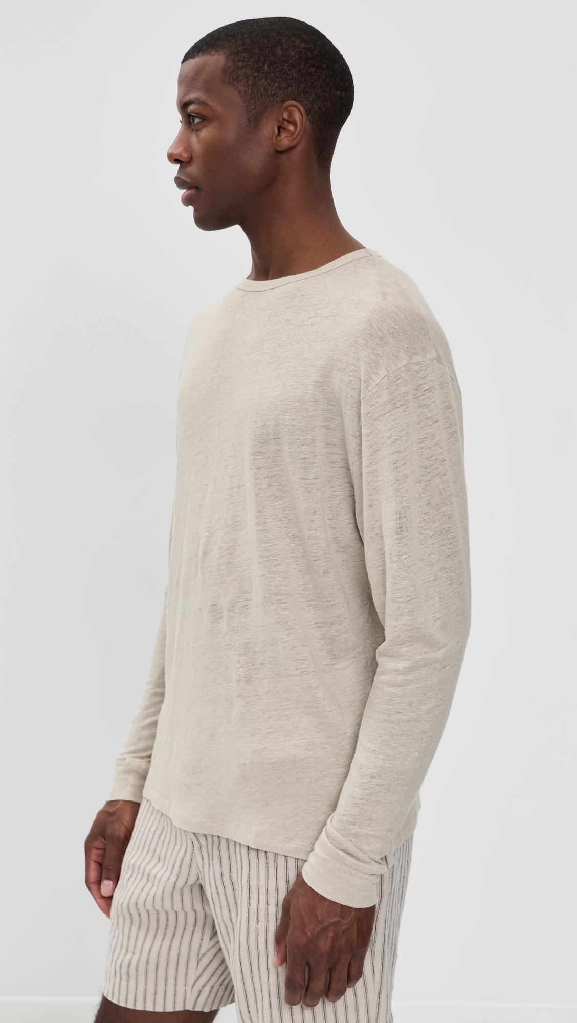 Linen Long Sleeve Sun Tee Bone