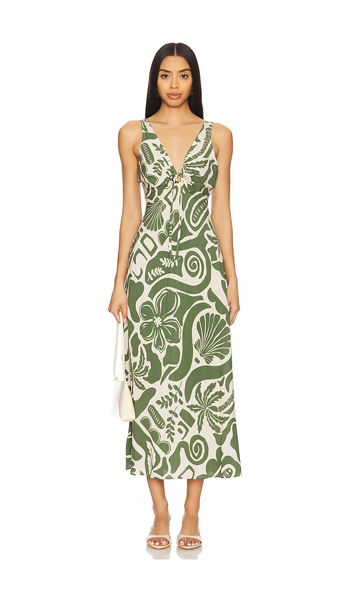 MINKPINK ROBE MIDI AVEC DÉCOUPE GOUTTE D'EAU AMOS en Green. L. Also en