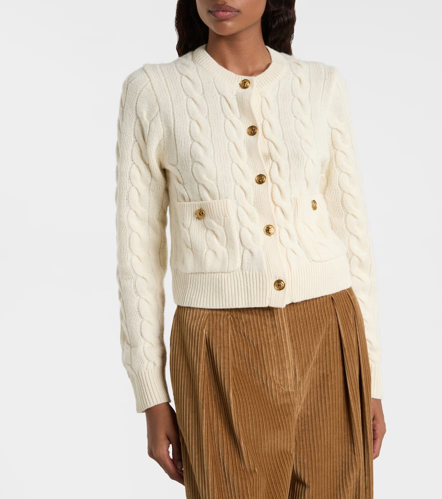 Cable-knit wool and cashmere cardigan
