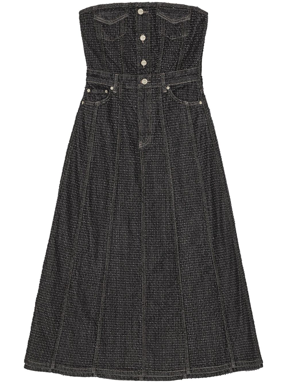 Fluffy denim midi dress - Black