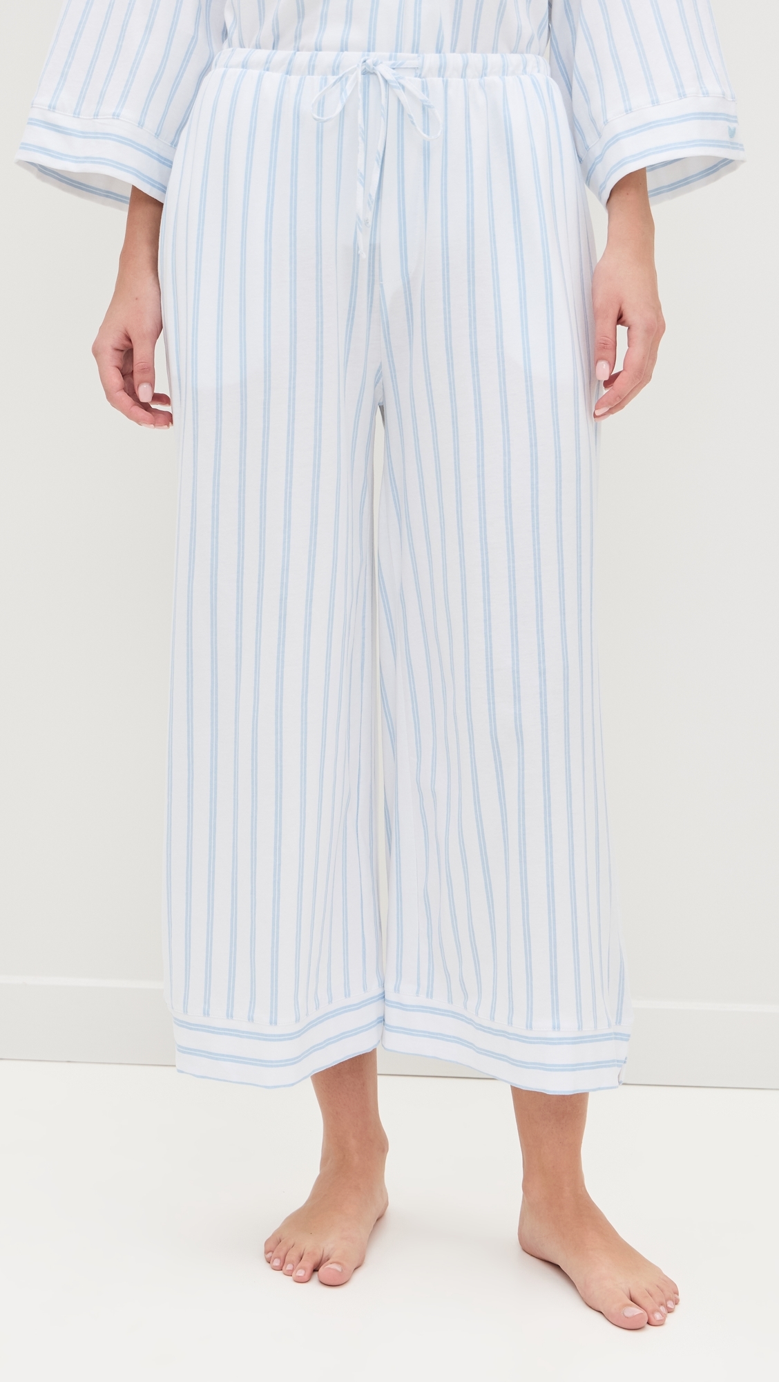 Luxe Pima Stripe Wide Leg Pajama Set Periwinkle Stripe
