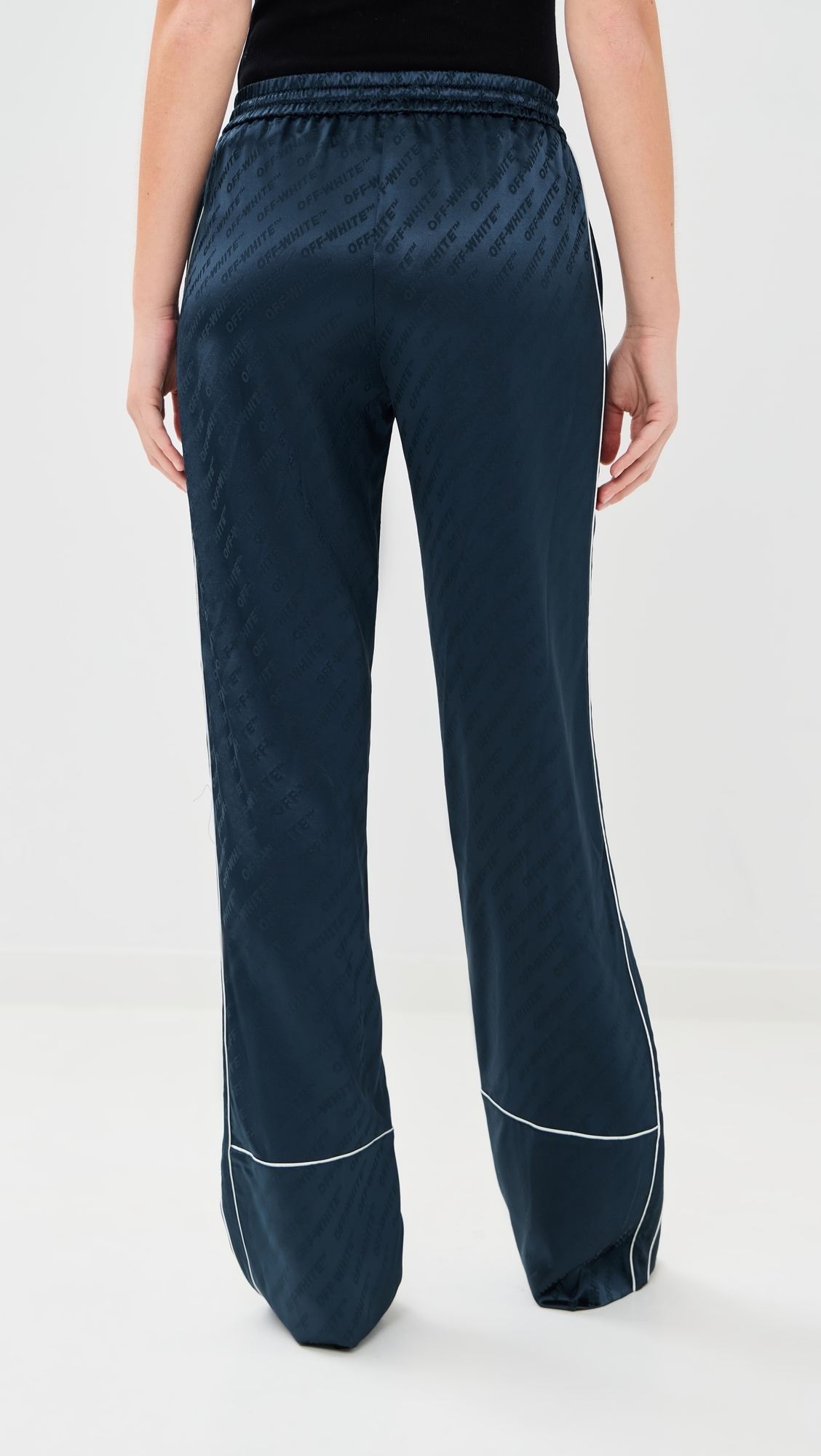 Jacquard Off Satin Pajama Pants Blue Iris