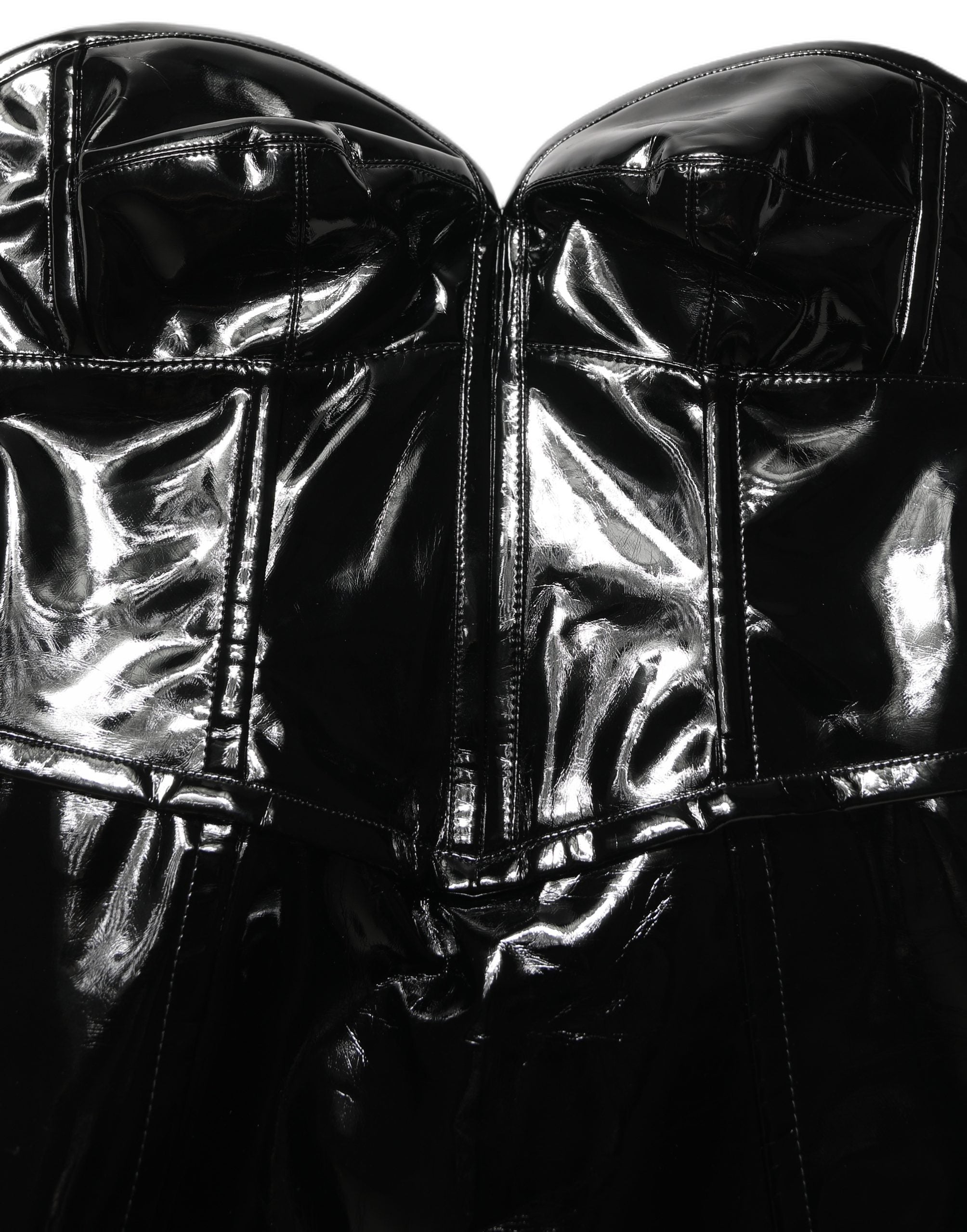 Patent Leather Corset Mini Dress — Black