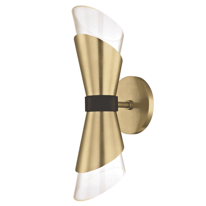 Mitzi Angie 2-Light 15" Wall Sconce in Aged Brass and Black