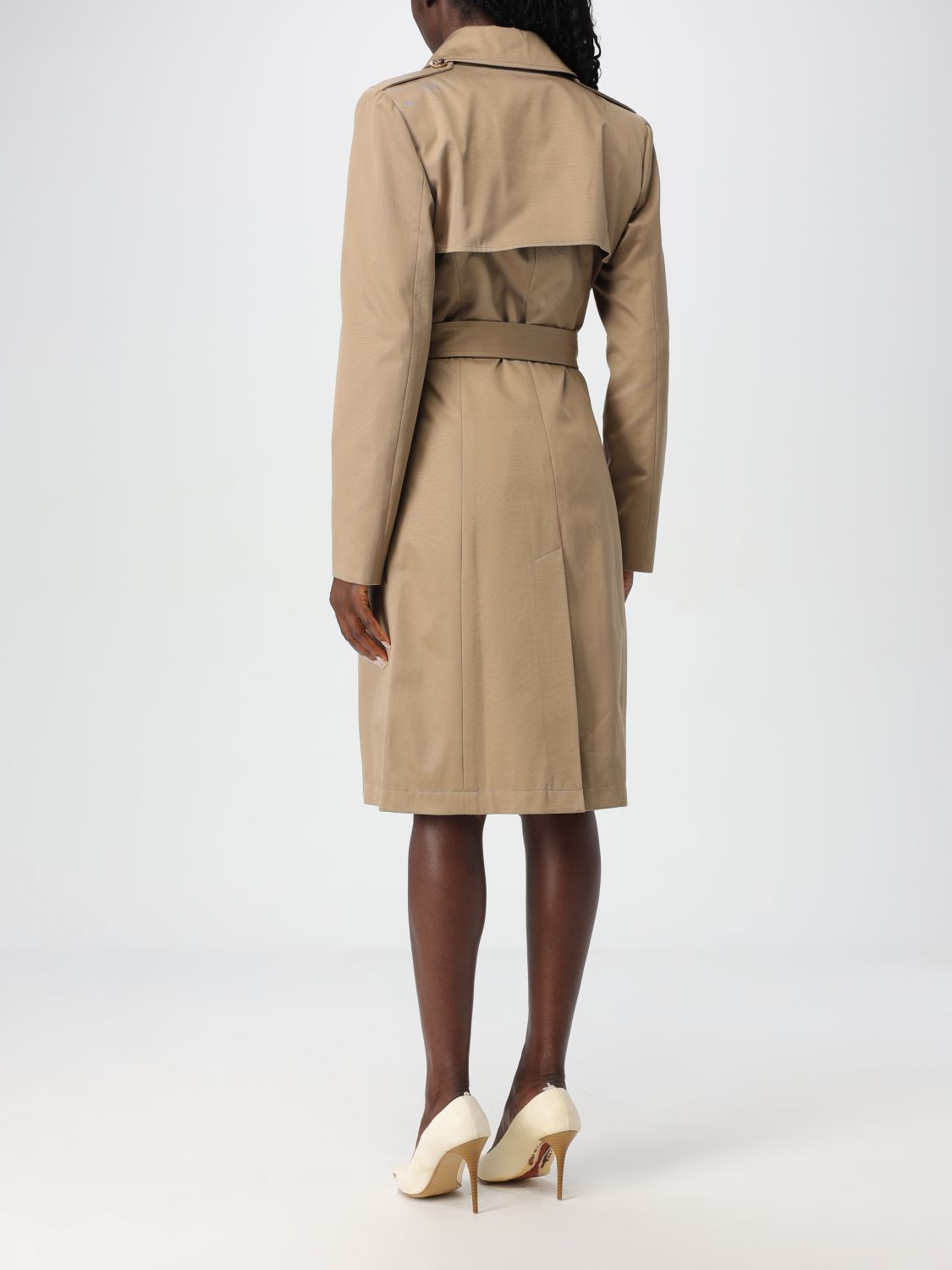 Double-breasted cotton trench coat - Neutrals