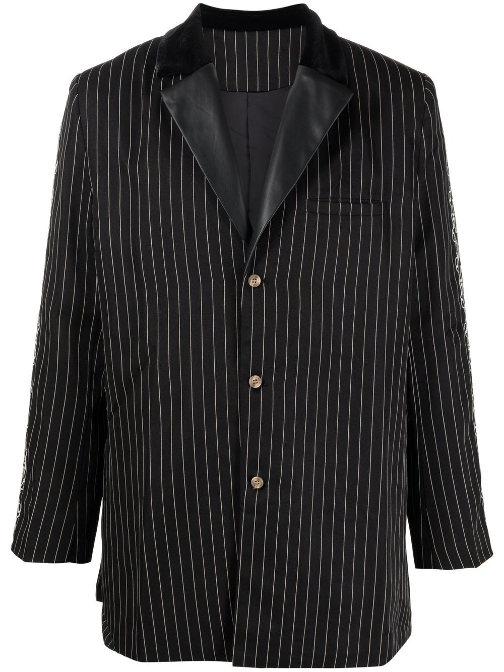 Stripe-print single-breasted blazer - Black