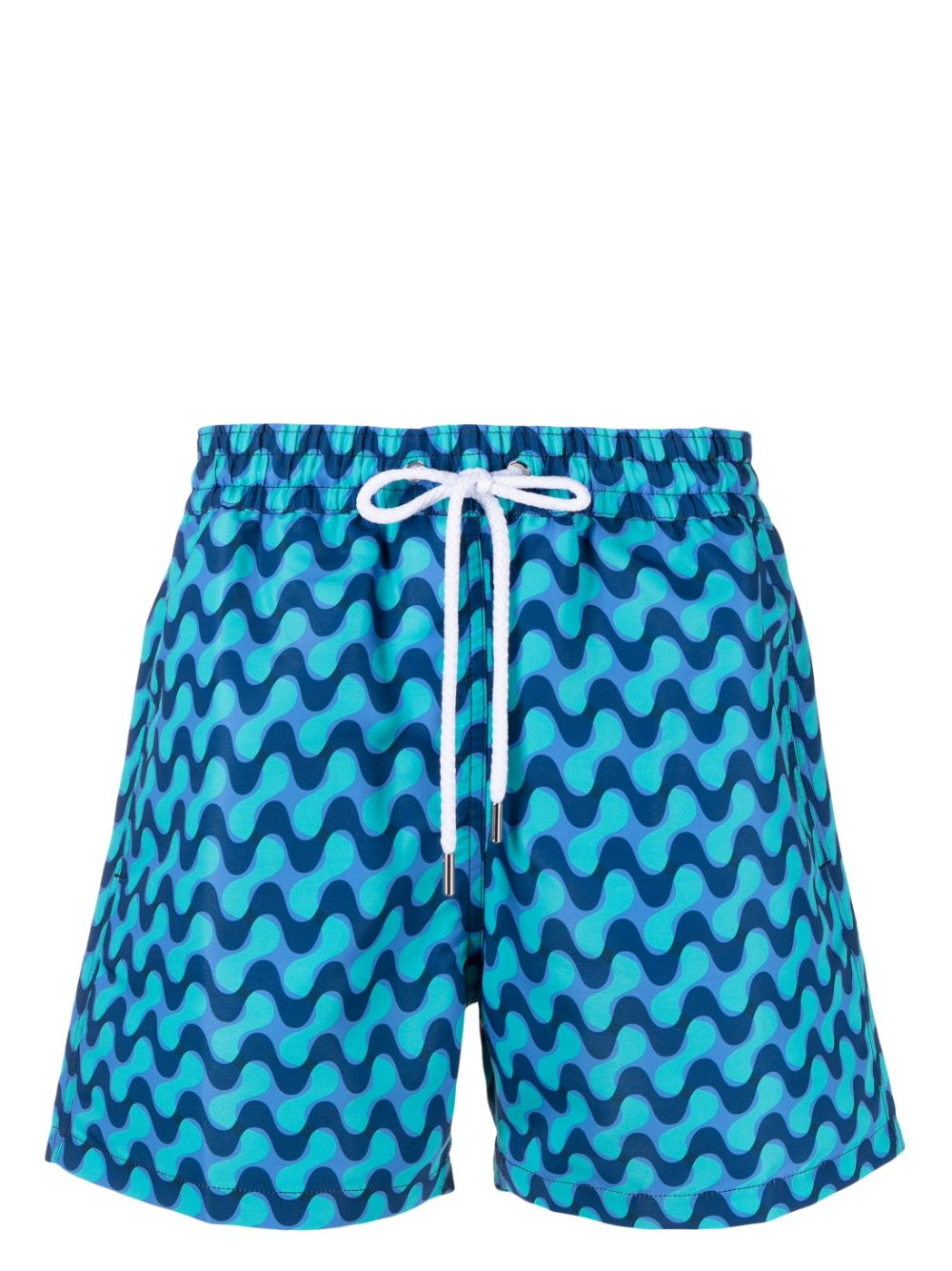 Wave-print swim shorts - Blue
