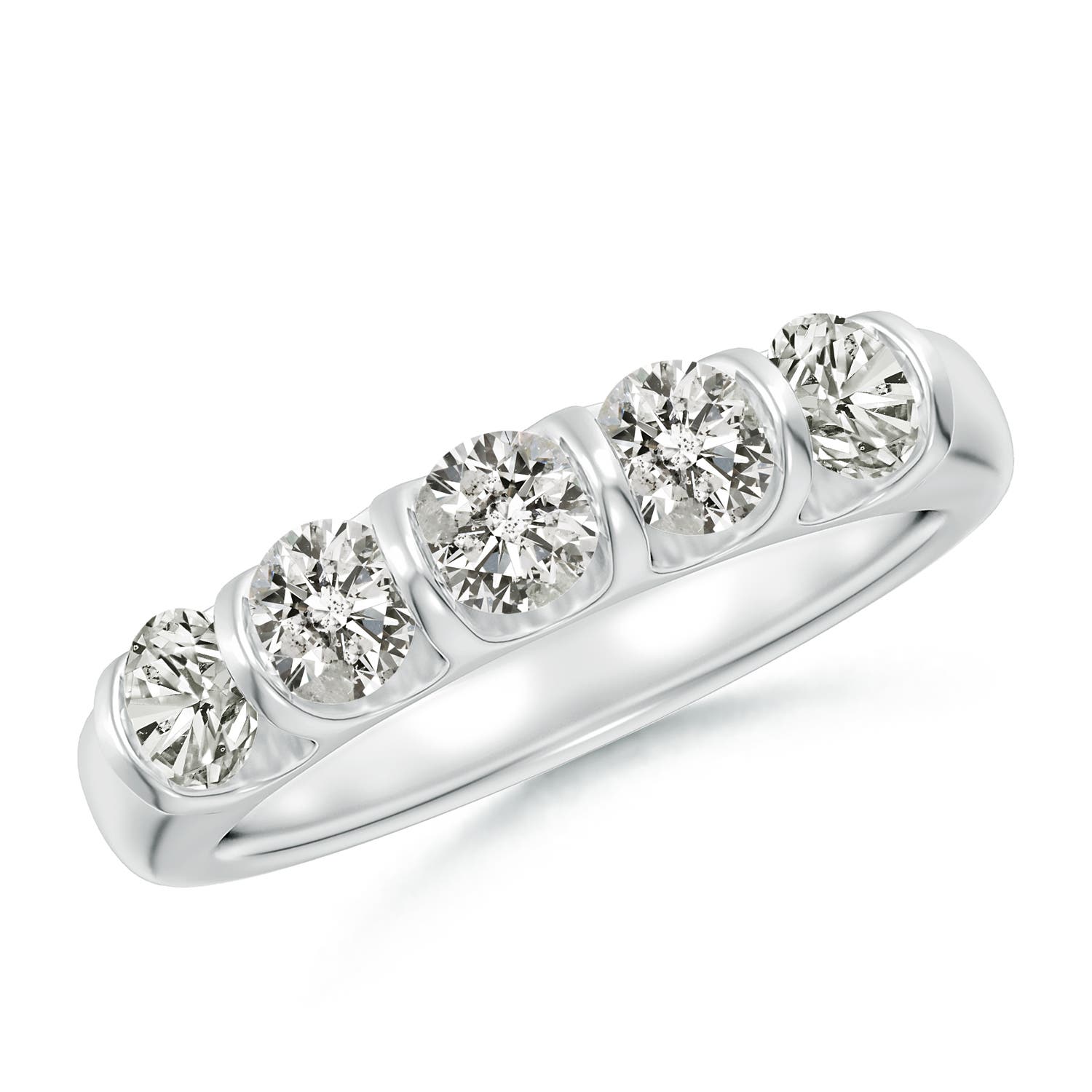 Angara 1.0 Carat Bar Set Five Stone Round Diamond Wedding Ring for Her in 14K White Gold