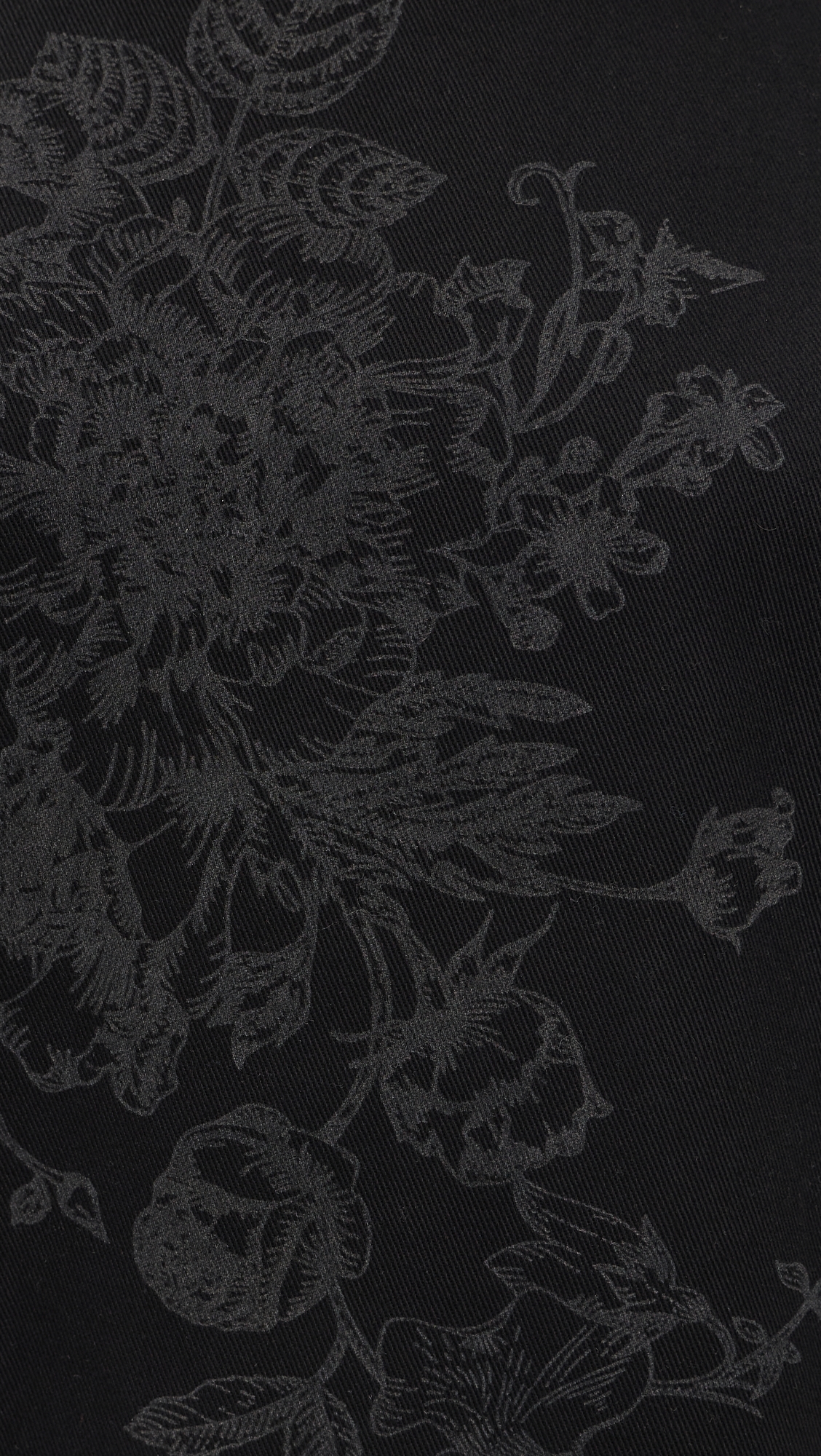 Flower Motif Drill T-Shirt Dress Black