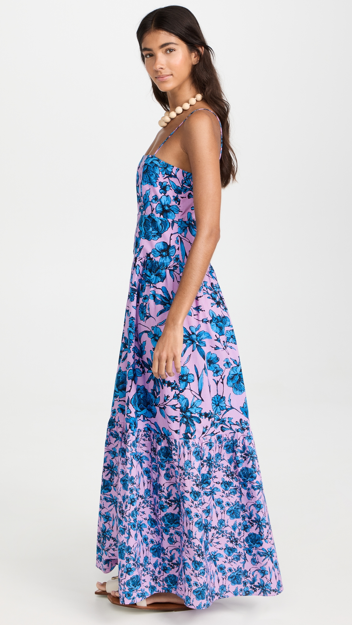 Square Neck Maxi Dress Lilac Print 