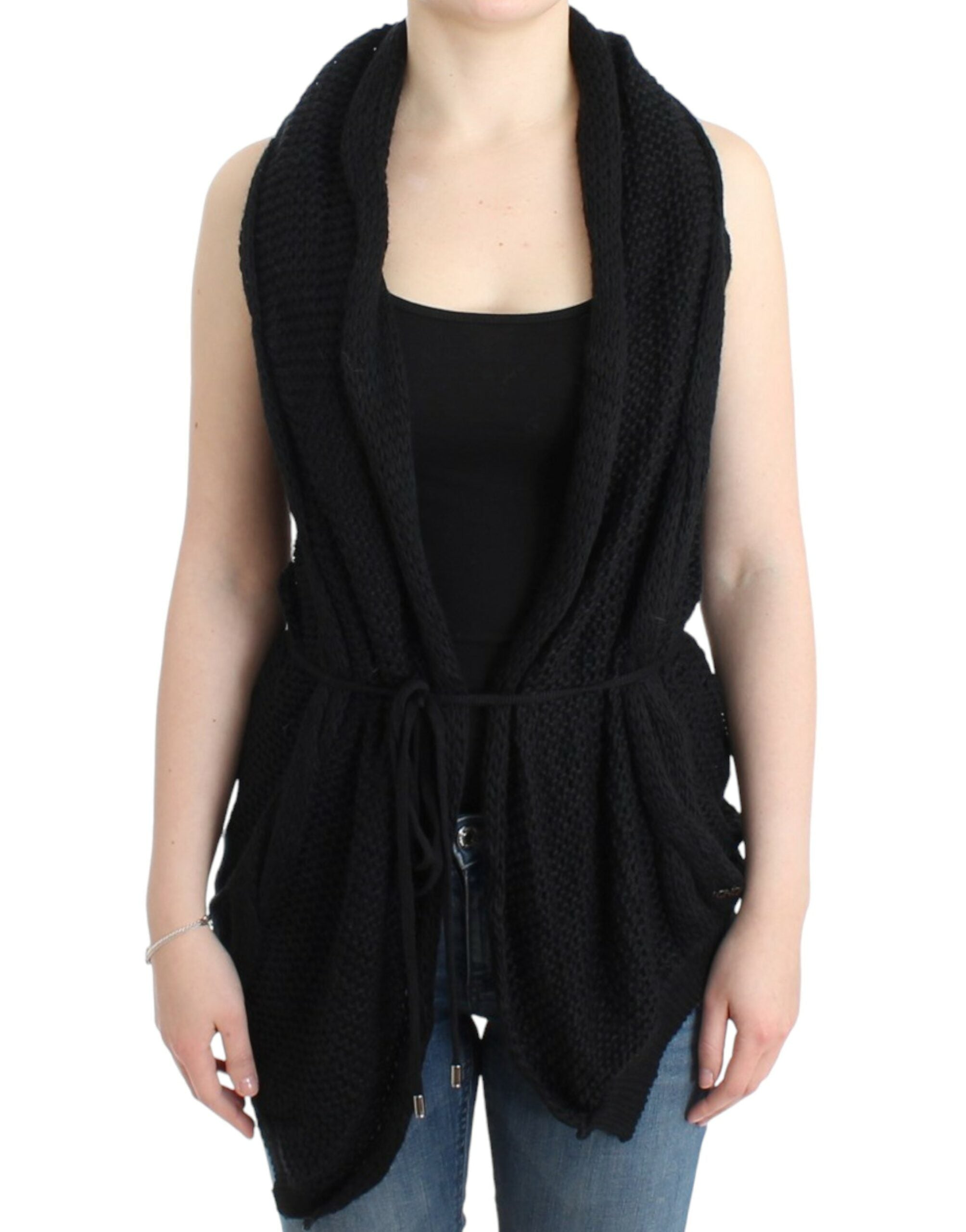 Knitted Sleeveless Vest — Black