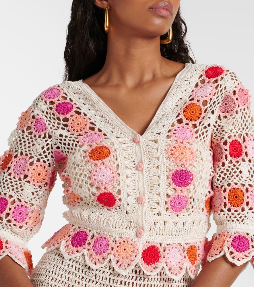 Anna Kosturova Bouquet floral cotton crochet miniskirt