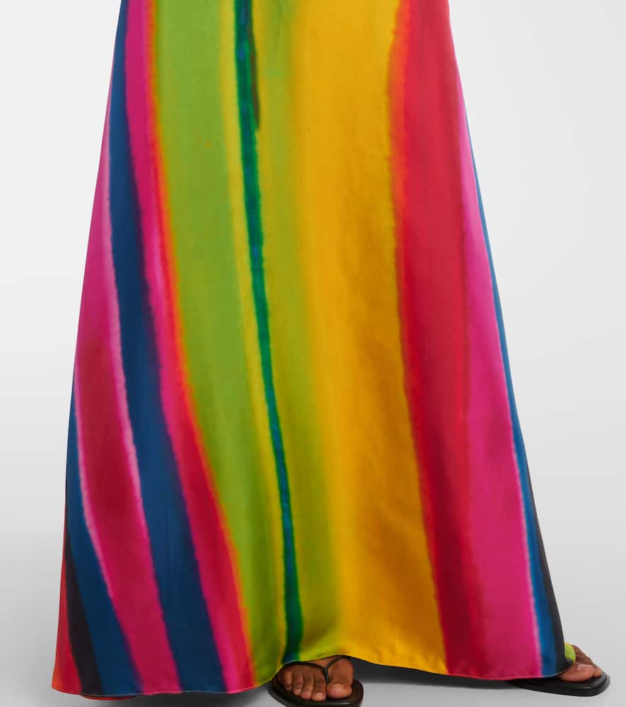 Aura striped silk satin maxi dress