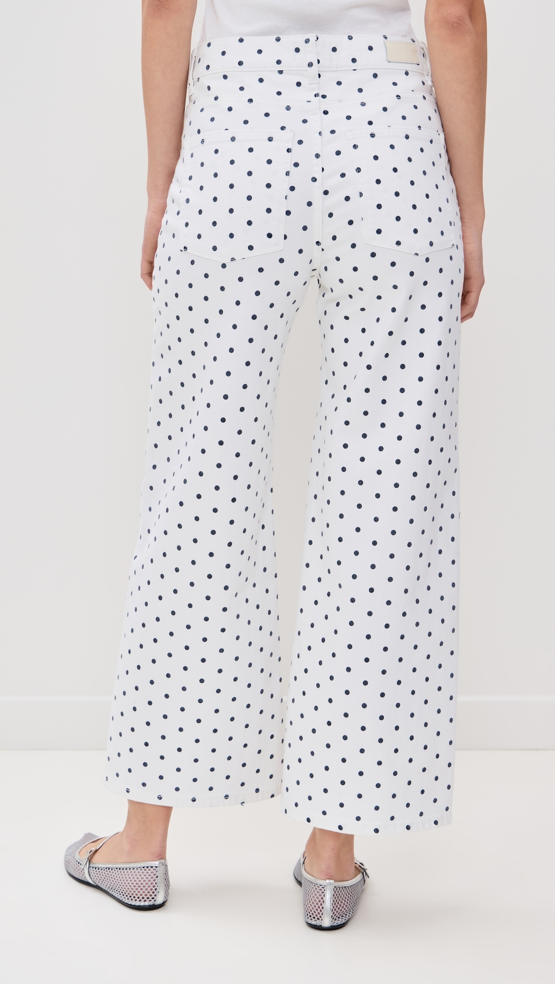 Hepburn Wide Leg High Rise Ankle Jeans Marine Dots