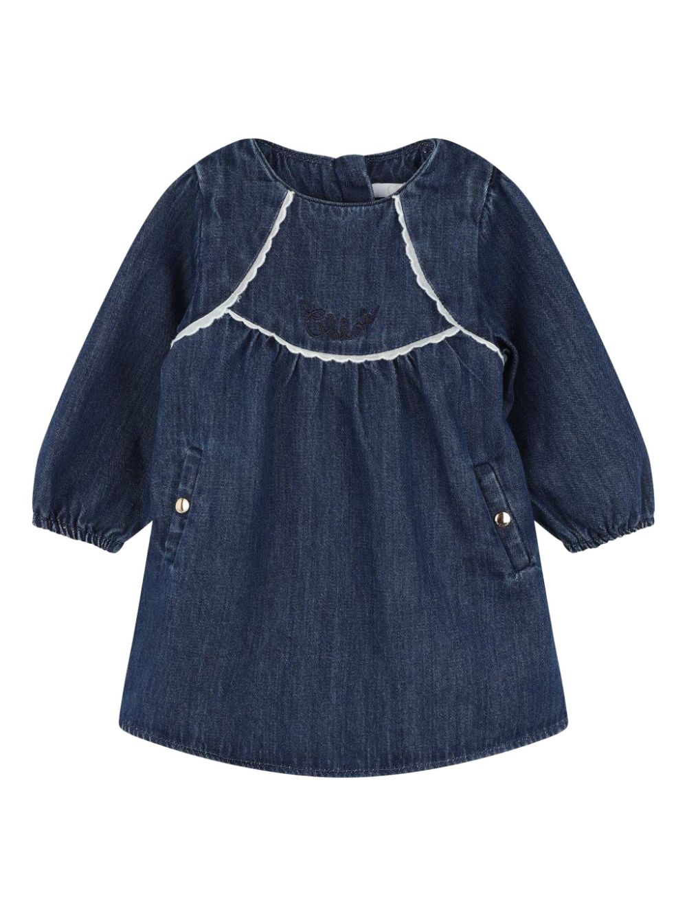 Long-sleeve cotton dress set - Blue