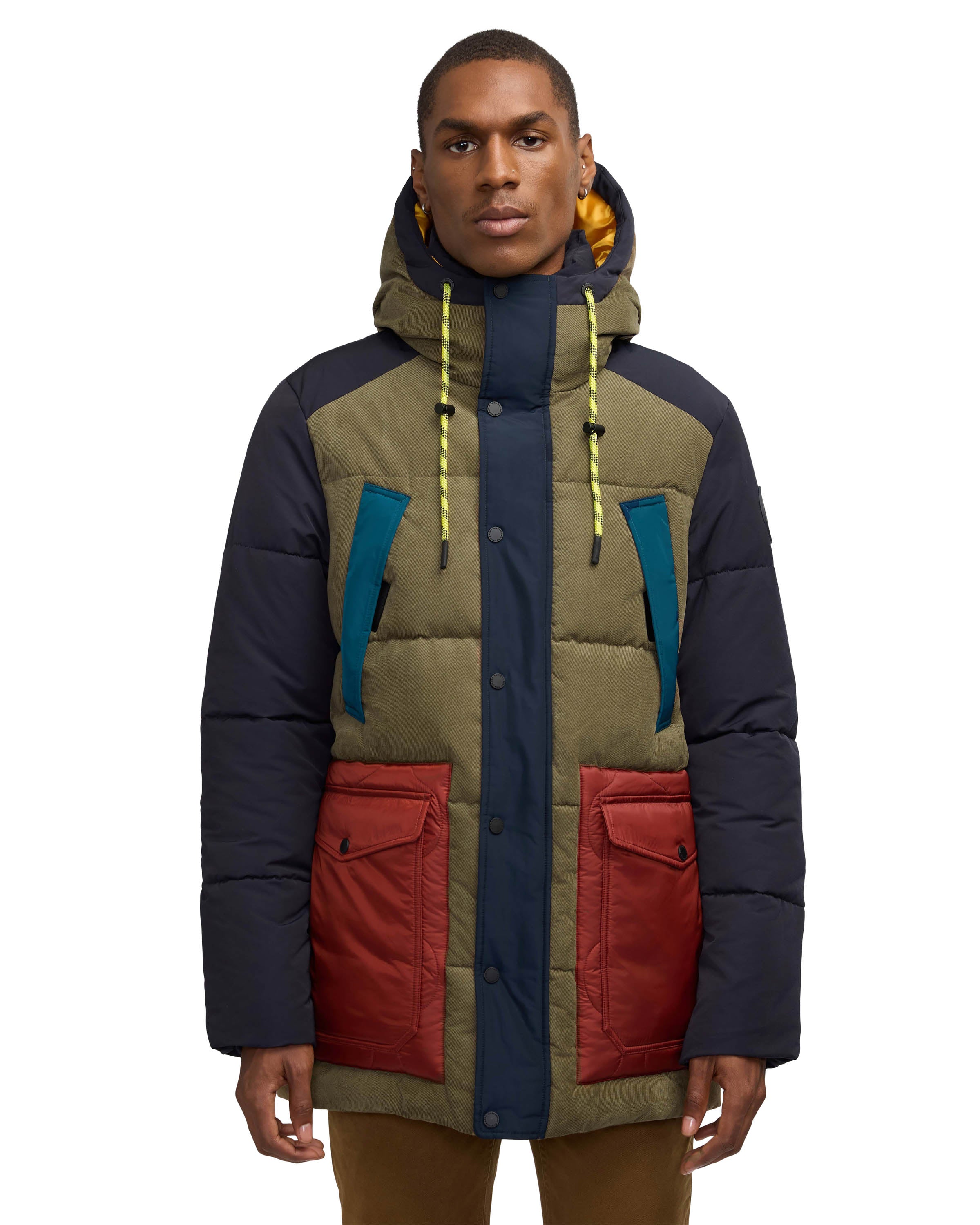 Men's Arza Mixed Media Quilted Parka With Adjustable Hood