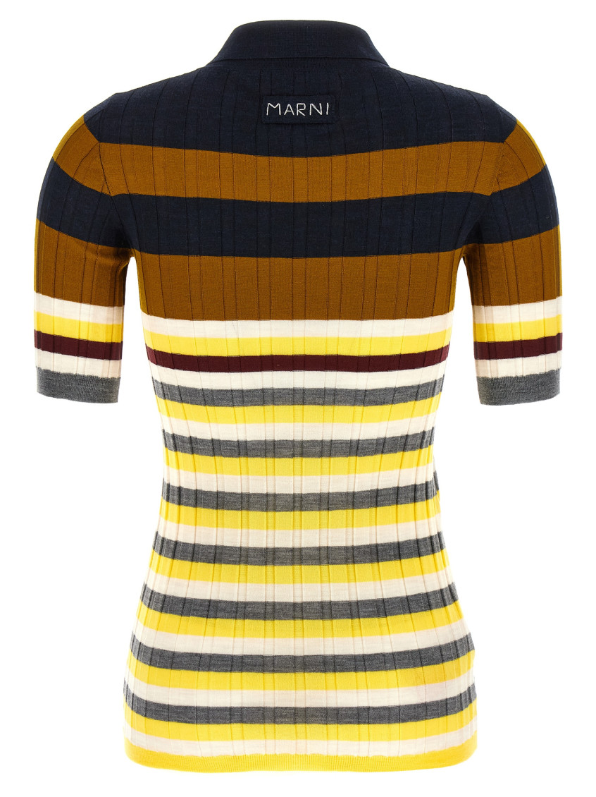 Marni - Ribbed Wool Shirt Polo Multicolor