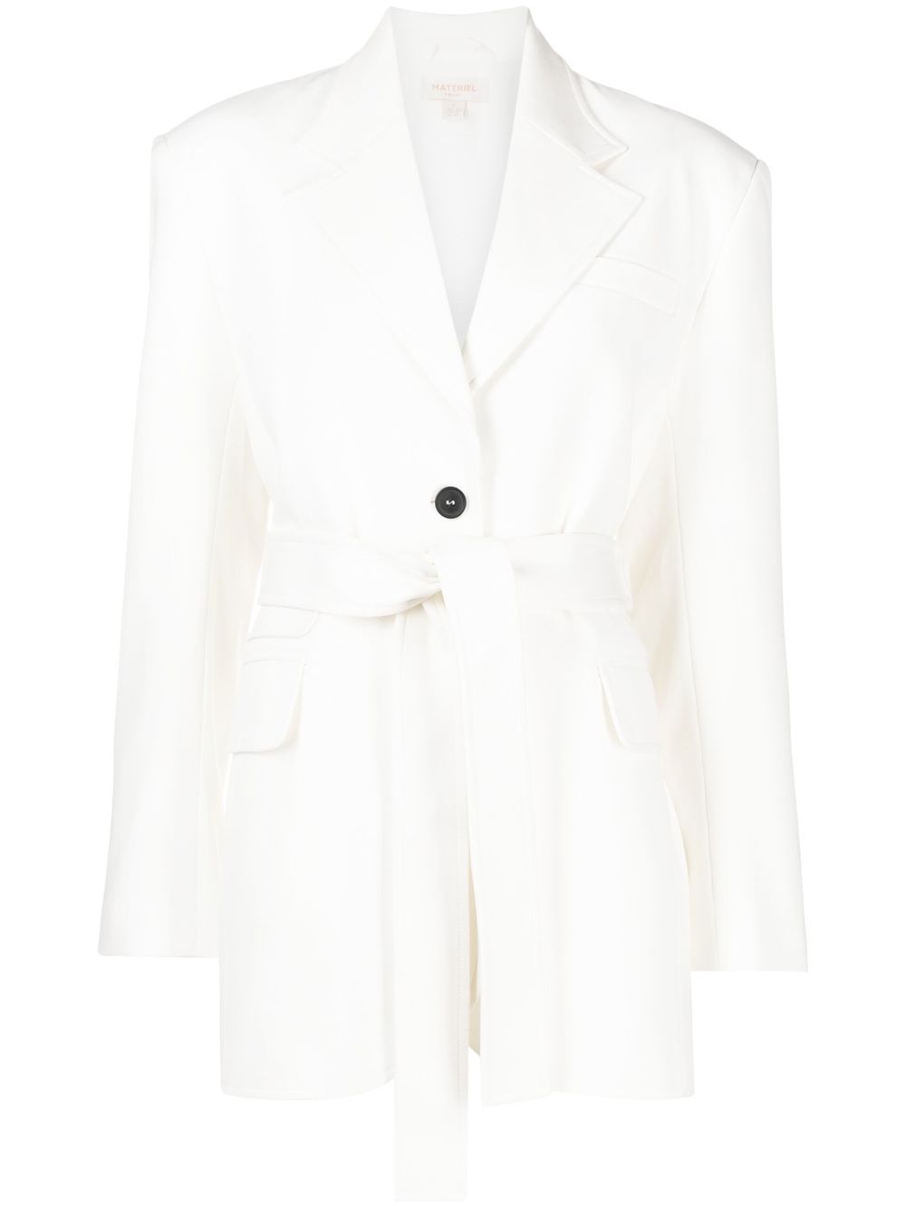 Single-breasted belted blazer - White