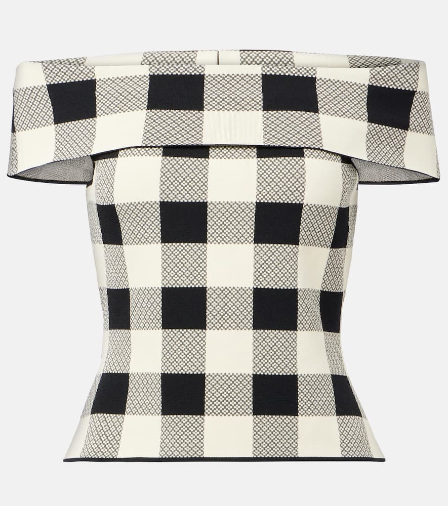 Pippa checked off-shoulder top