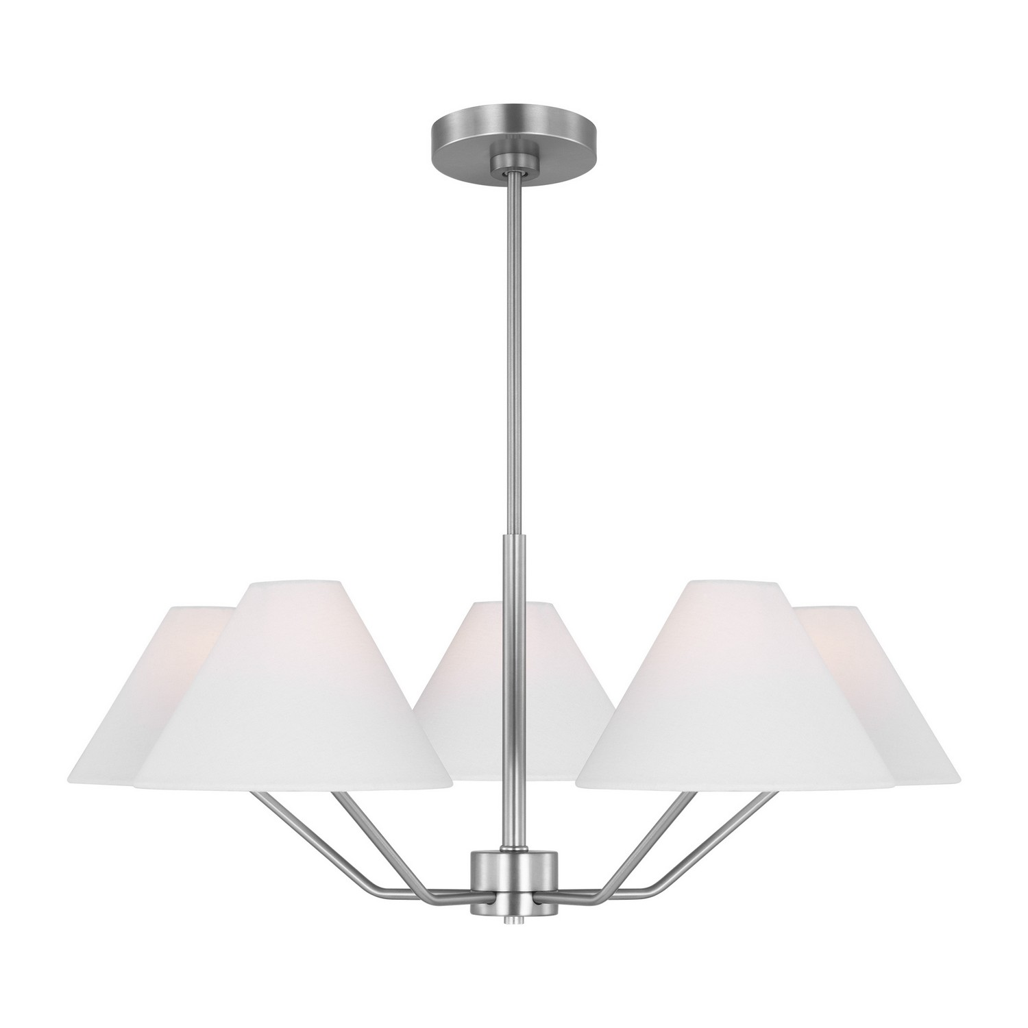 Brushed Steel Five Light Chandelier from the Burke Collection