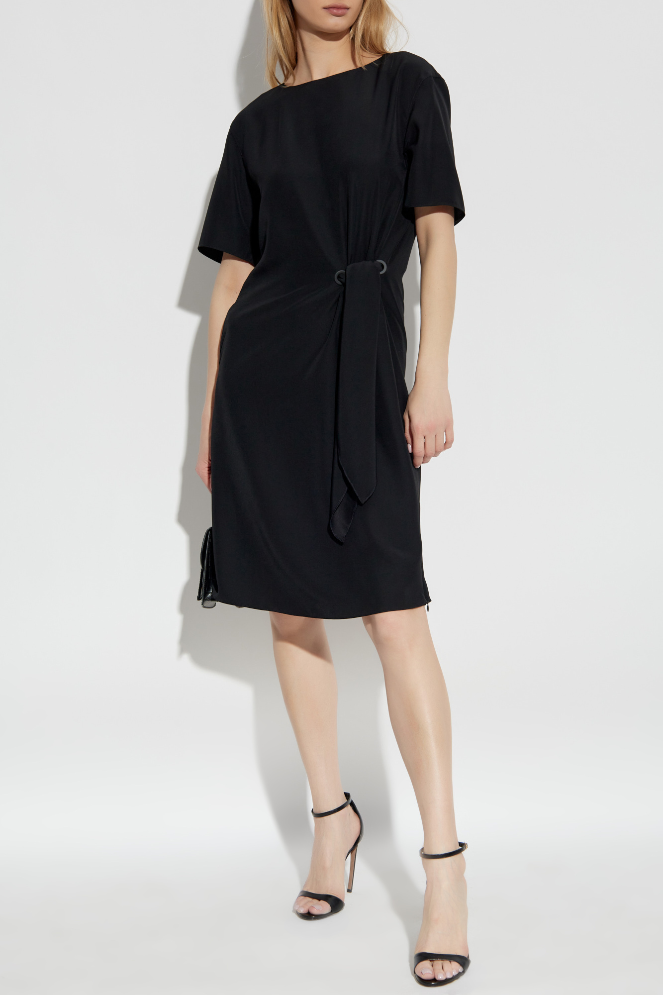 Dress With Decorative Side Tie, Women's, Black