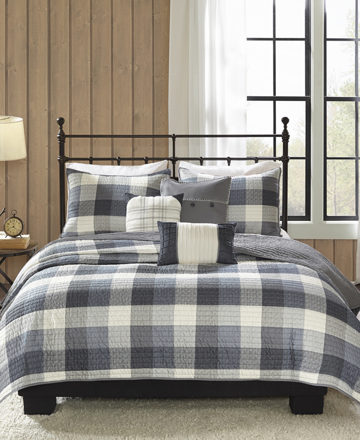 Ridge Herringbone 6-Pc. Quilt Set, King/California King - Grey