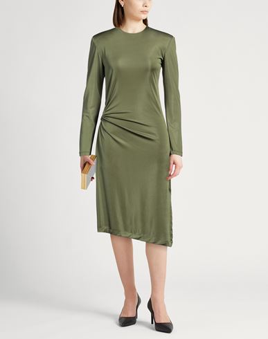 La Semaine Paris Woman Midi dress Military green Size 10 Polyester, Elastane