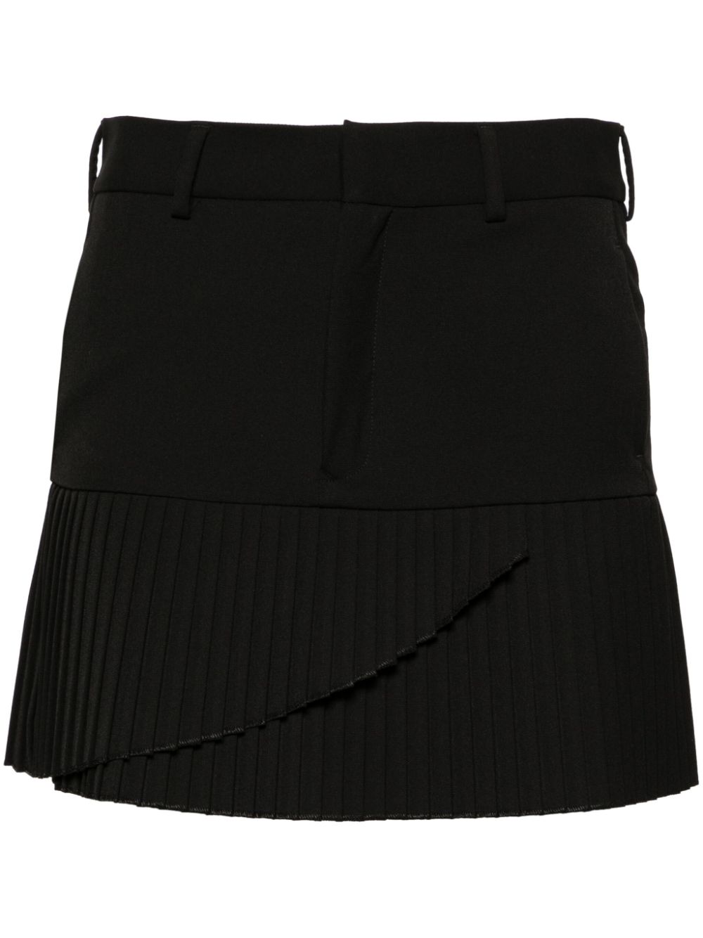 Pleated twill miniskirt - Black