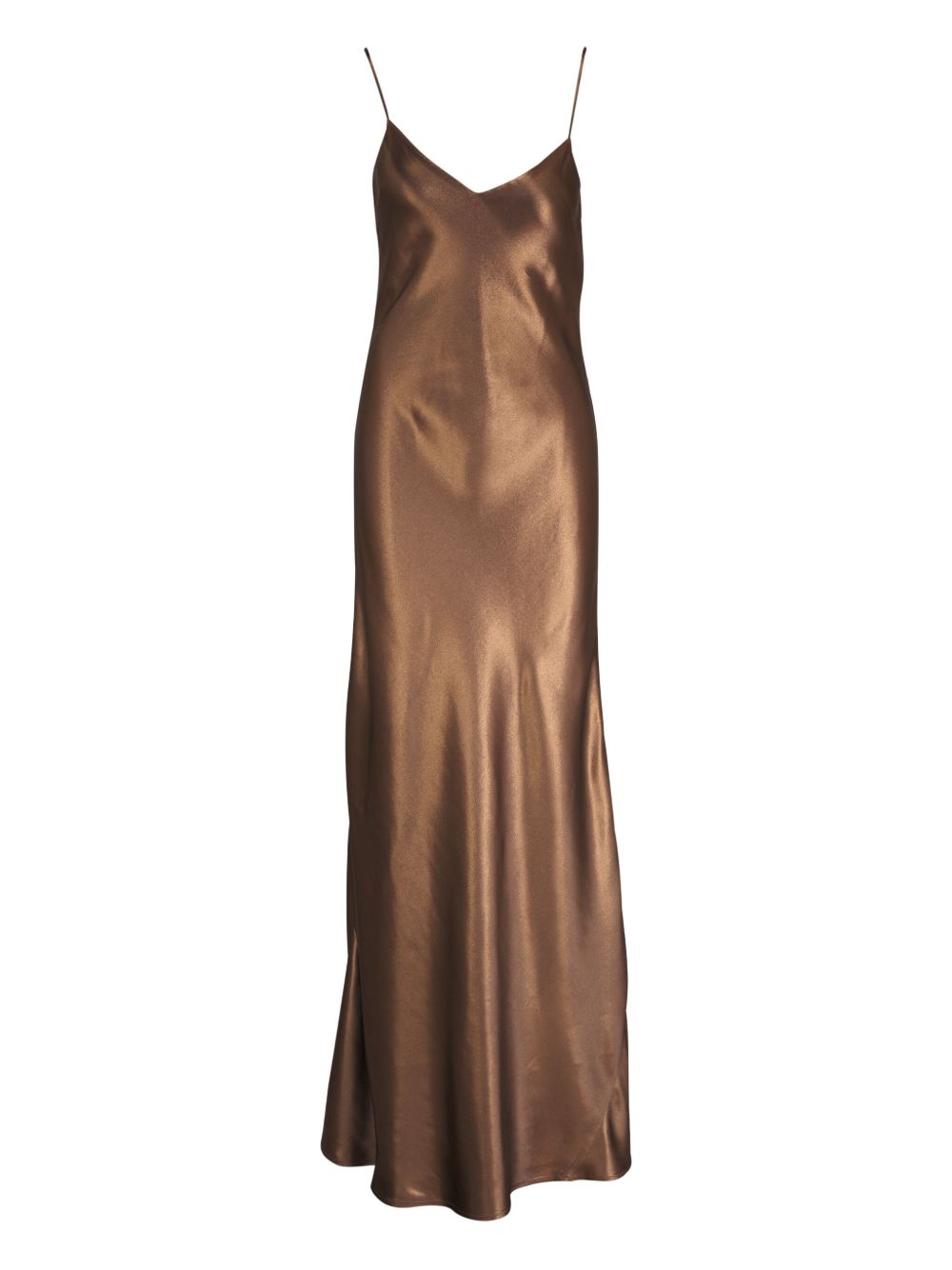 Satin slip maxi dress - Brown