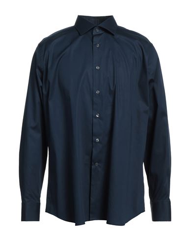 Man Shirt Midnight blue Size 17 ½ Cotton, Polyamide, Elastane
