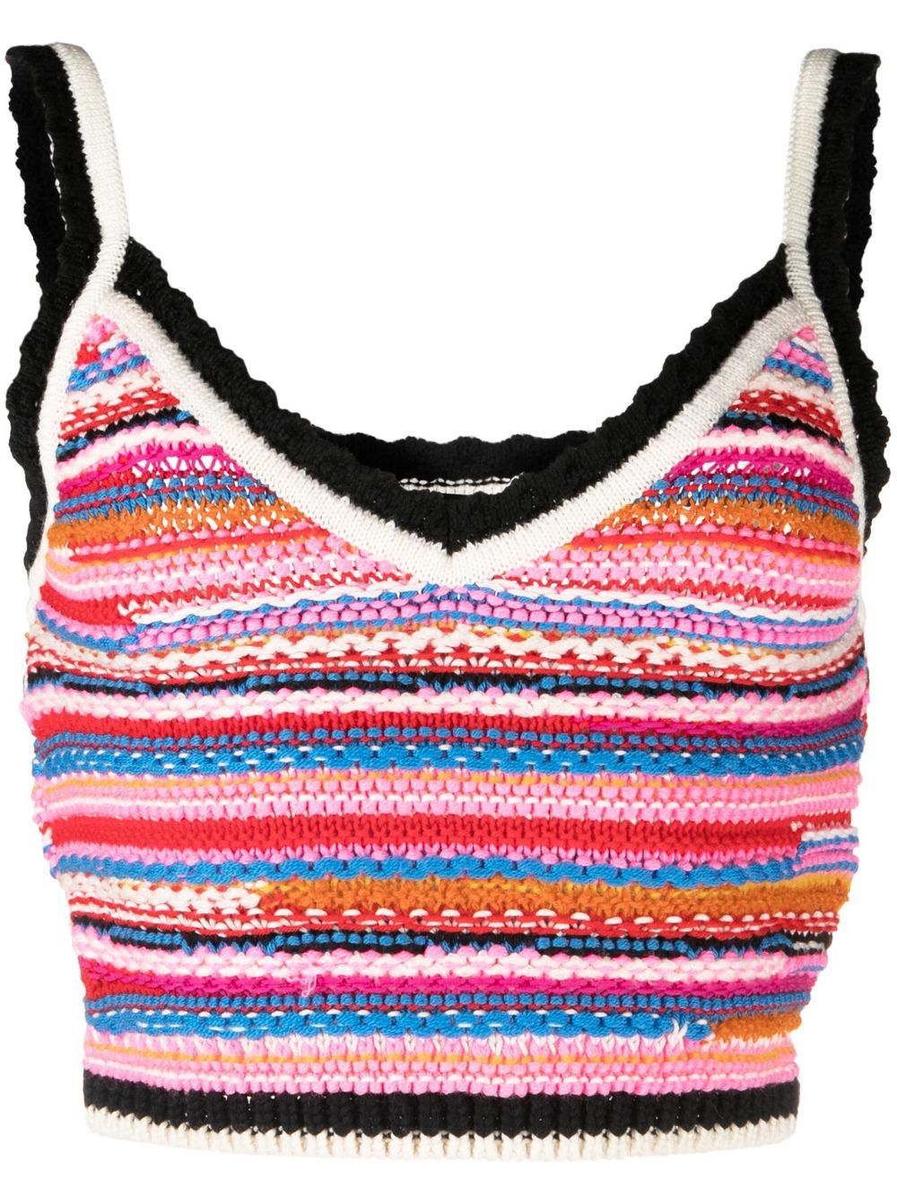 Striped crochet-knit vest - Pink