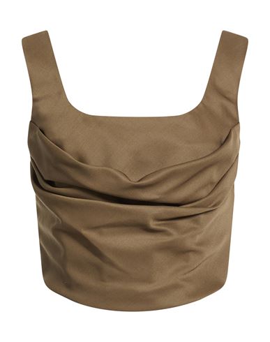 Woman Top Khaki Size 6 Virgin Wool