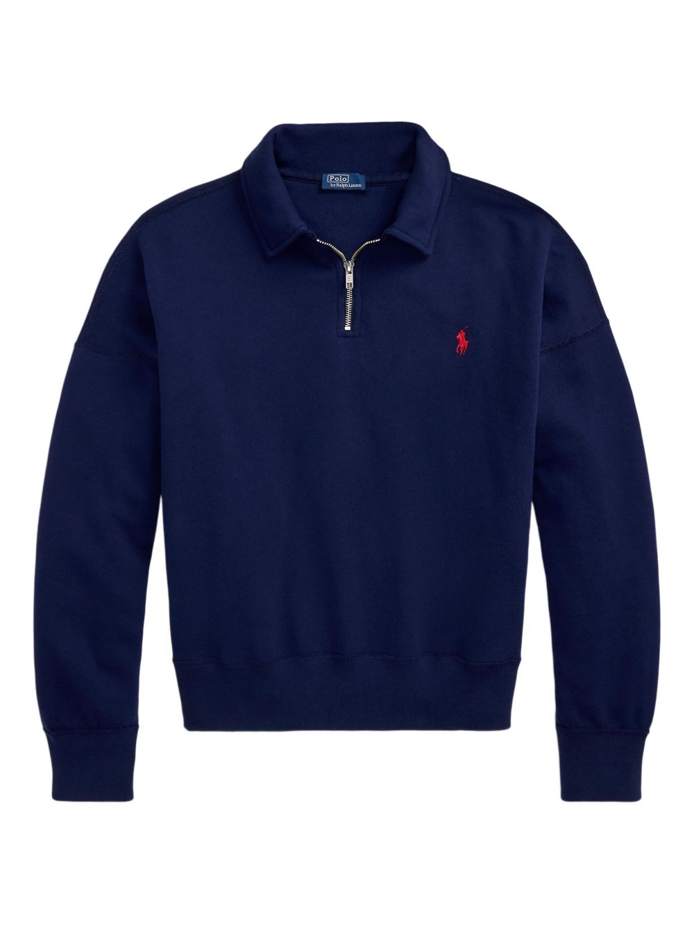 Zip-up collar polo top - Blue