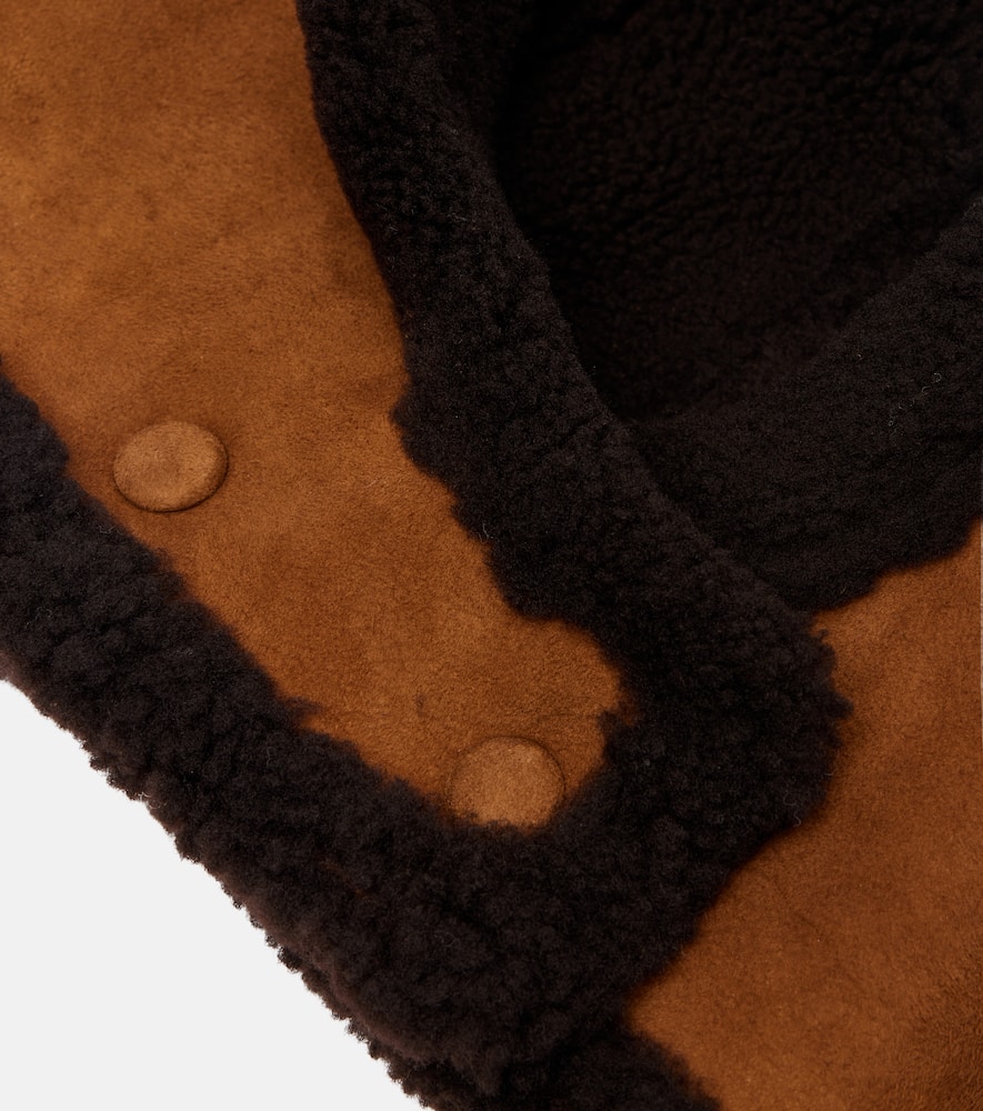 Shearling-trimmed suede hood