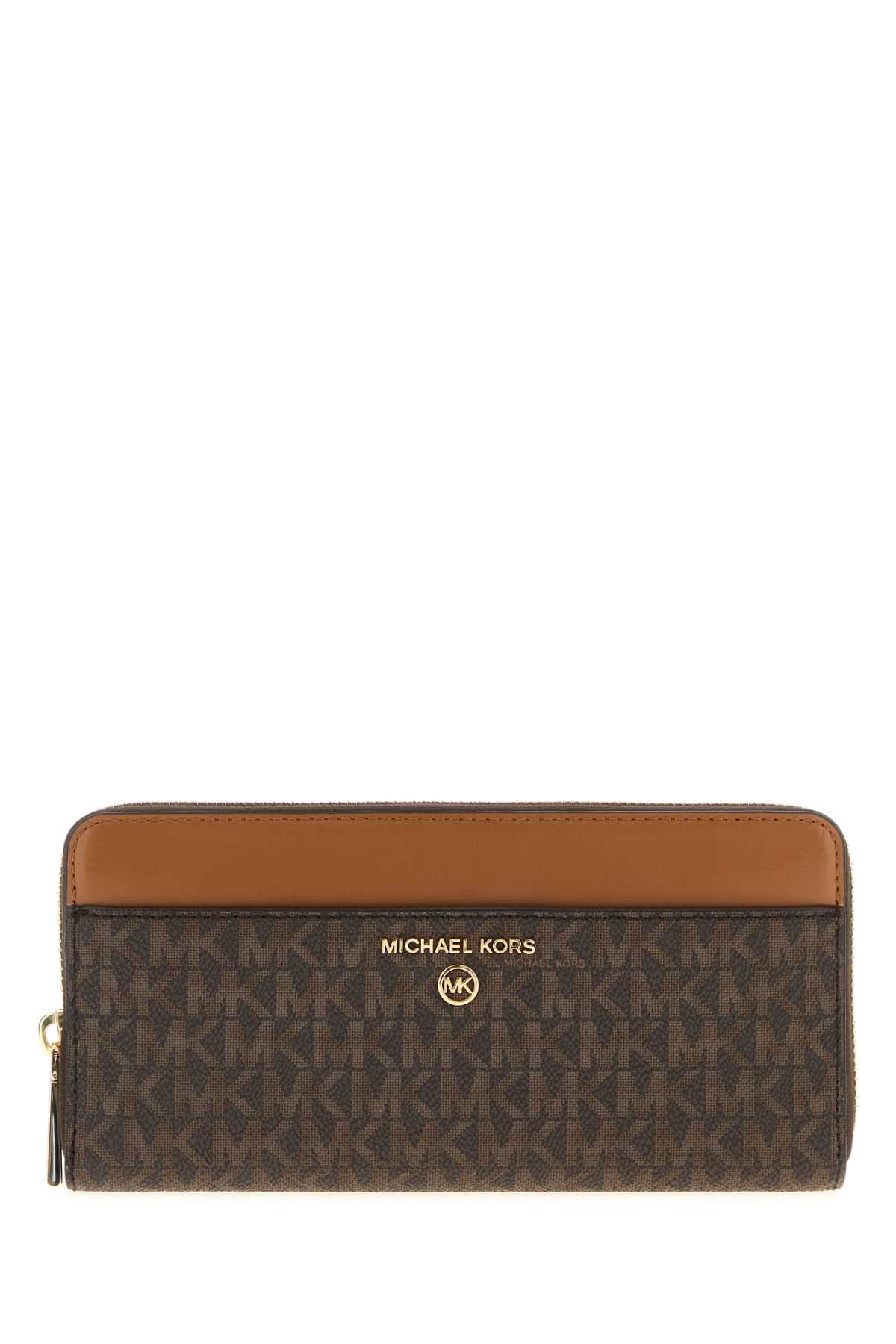 Printed Canvas Wallet — Brown