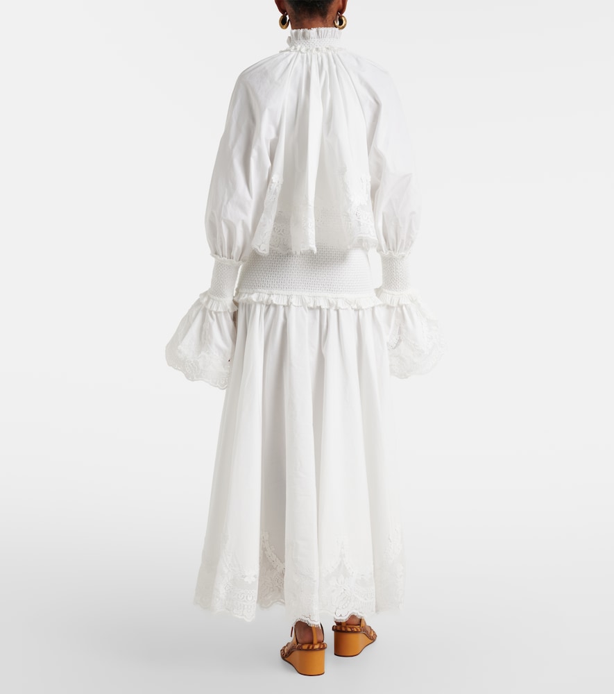 Alchemy lace-trimmed cotton poplin maxi dress