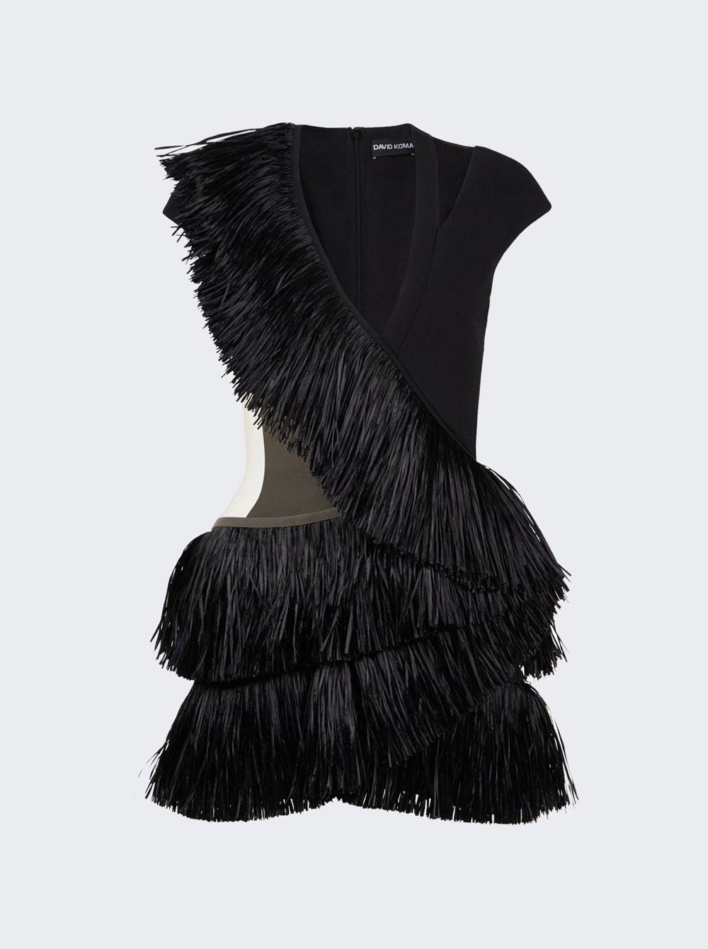 Fringed cut-out minidress - Black