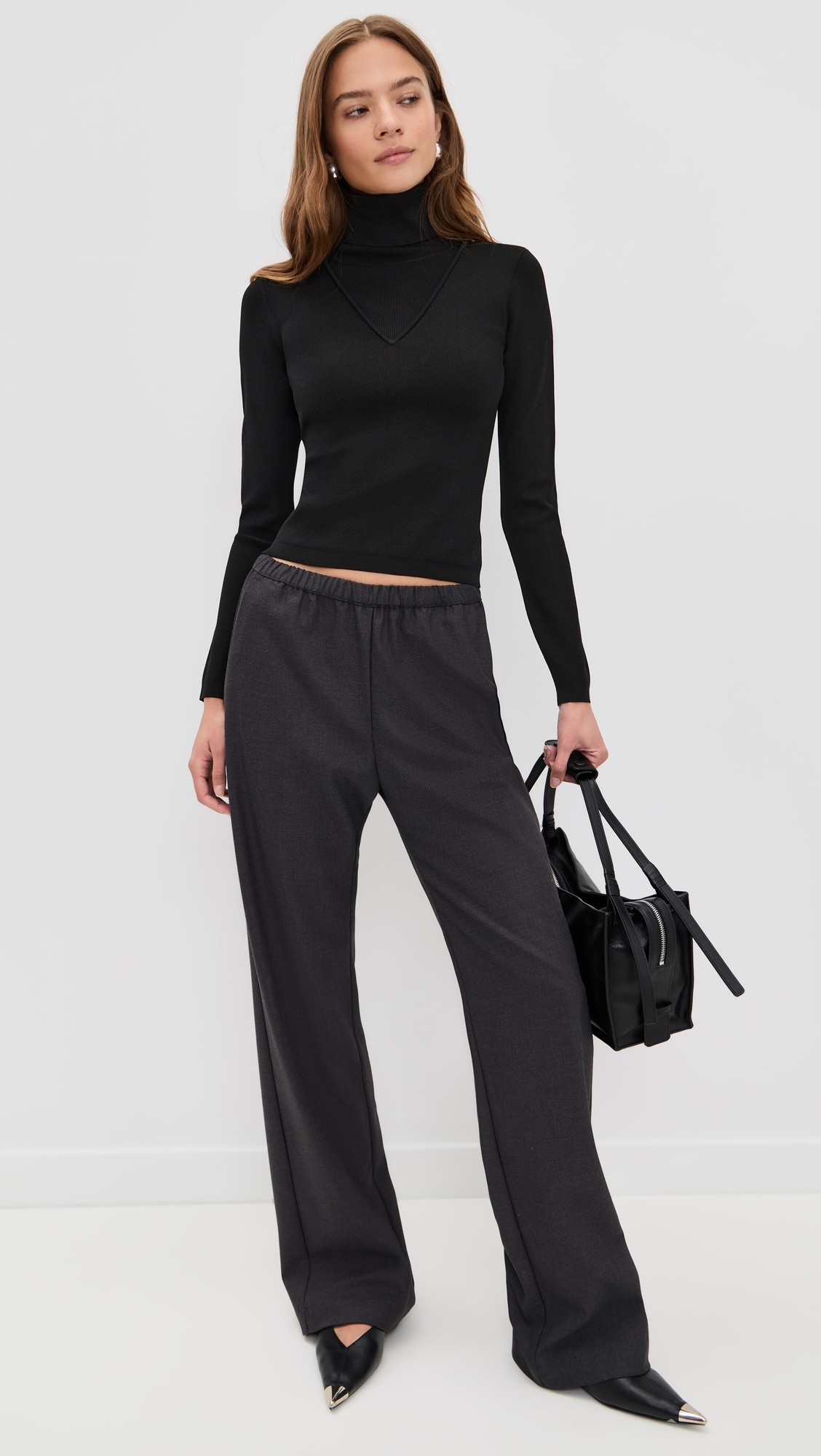 Trompe L'oeil Layered Turtleneck Black