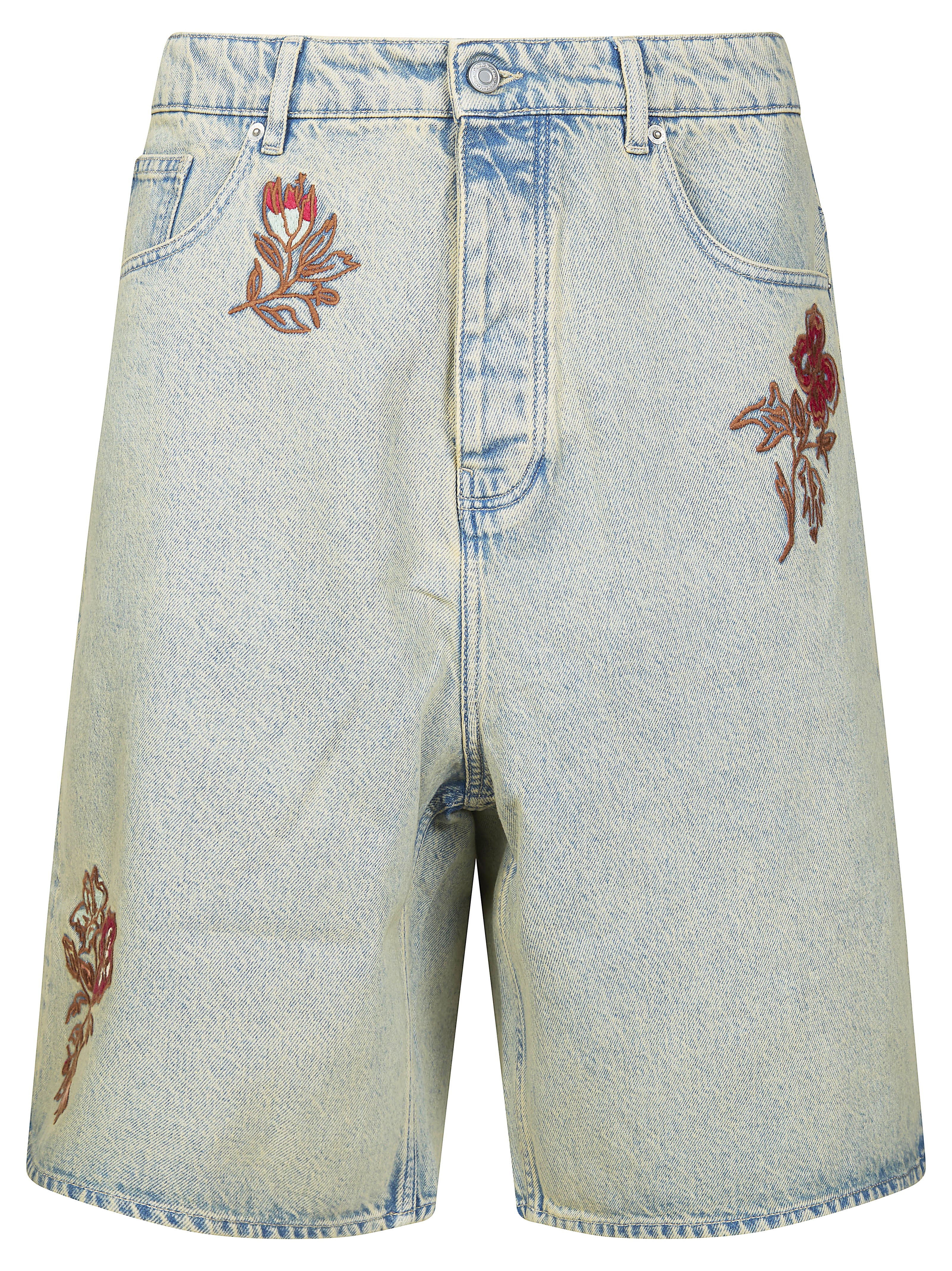Men's Dusty Embroidered Flower Denim Short