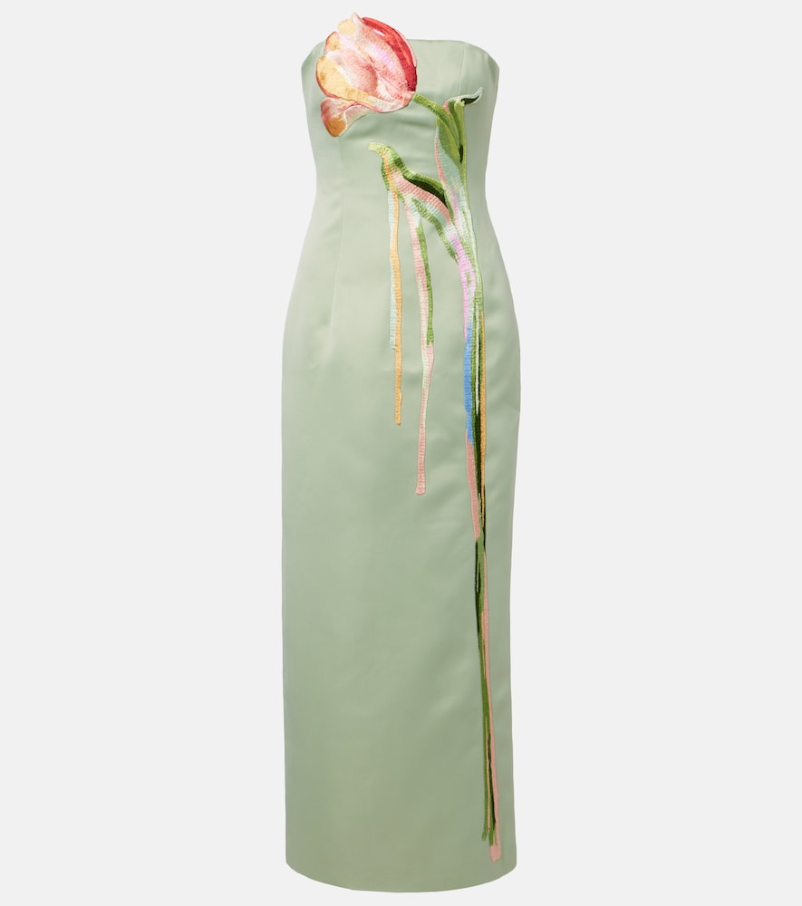 Marilyn floral-appliqué bustier dress