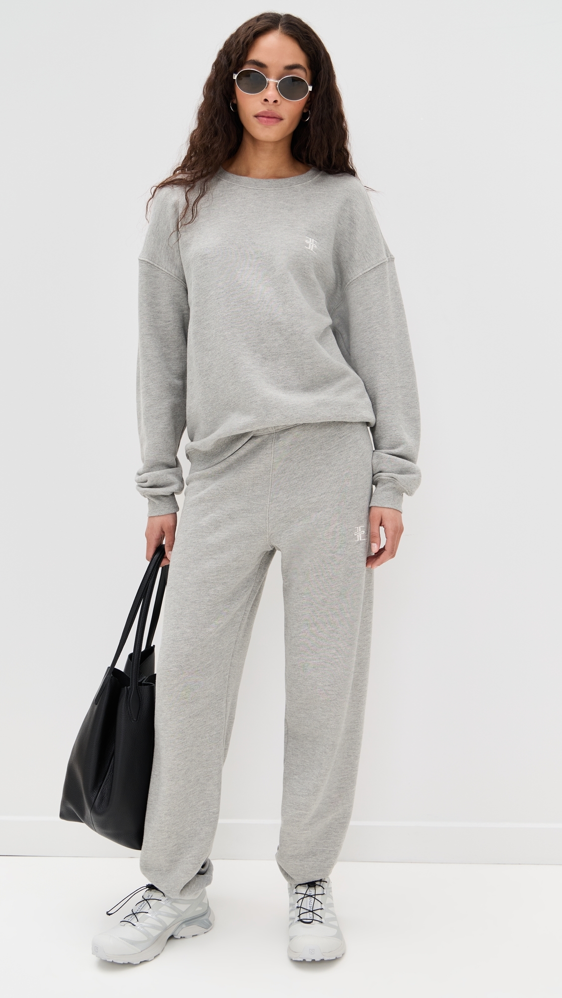 Eterne Oversized Crew Neck Sweatshirt Heather Grey 