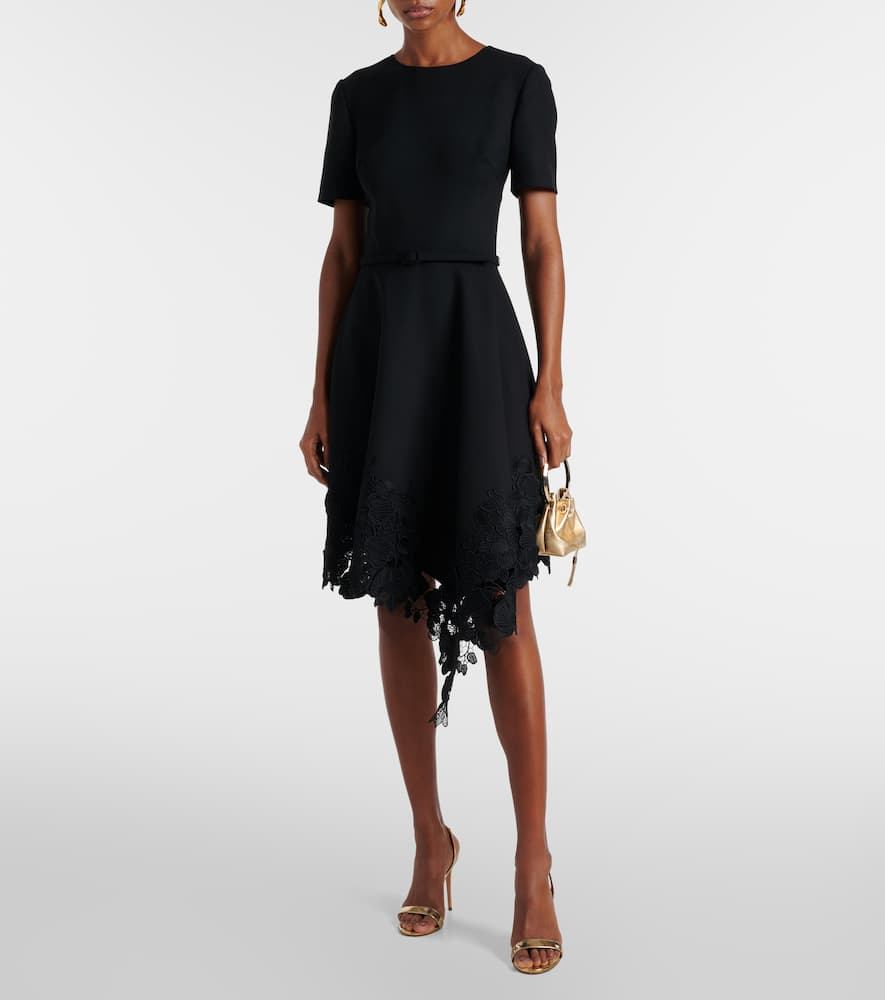 Asymmetric wool-blend midi dress