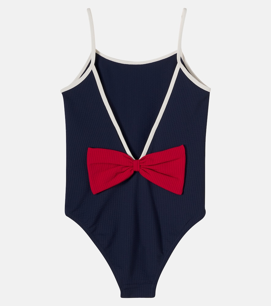 Konges Sløjd Bowie bow-detail seersucker swimsuit