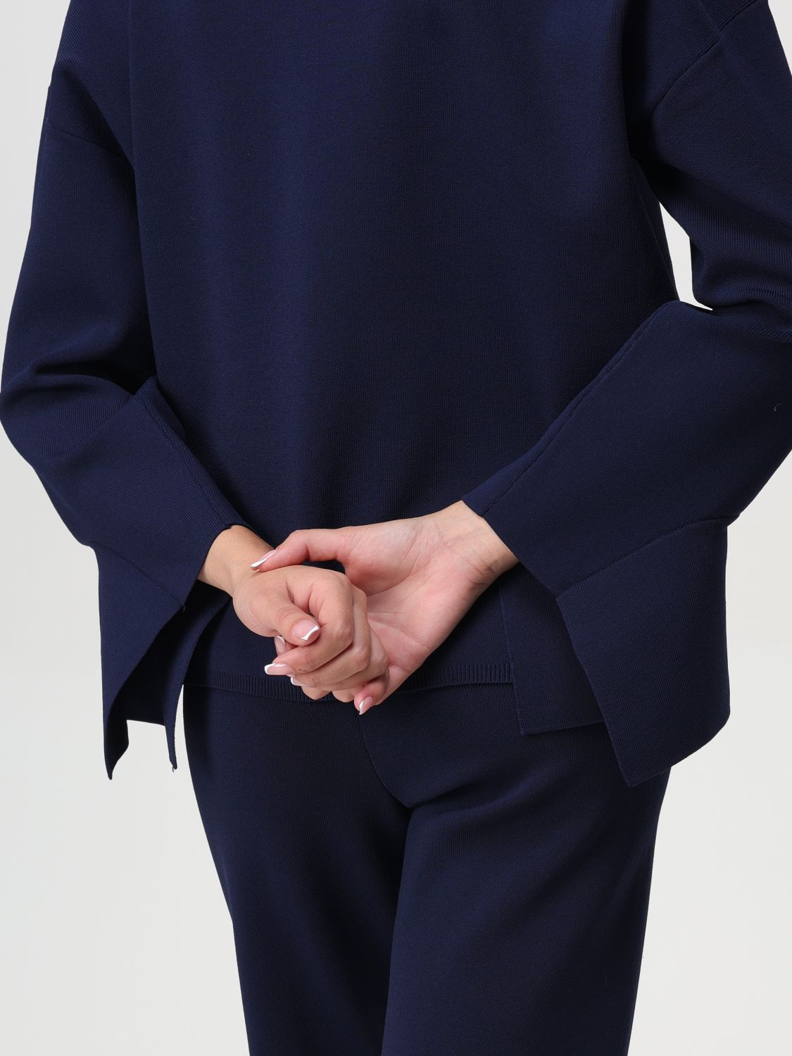 Ruffled crew-neck sweater - Blue