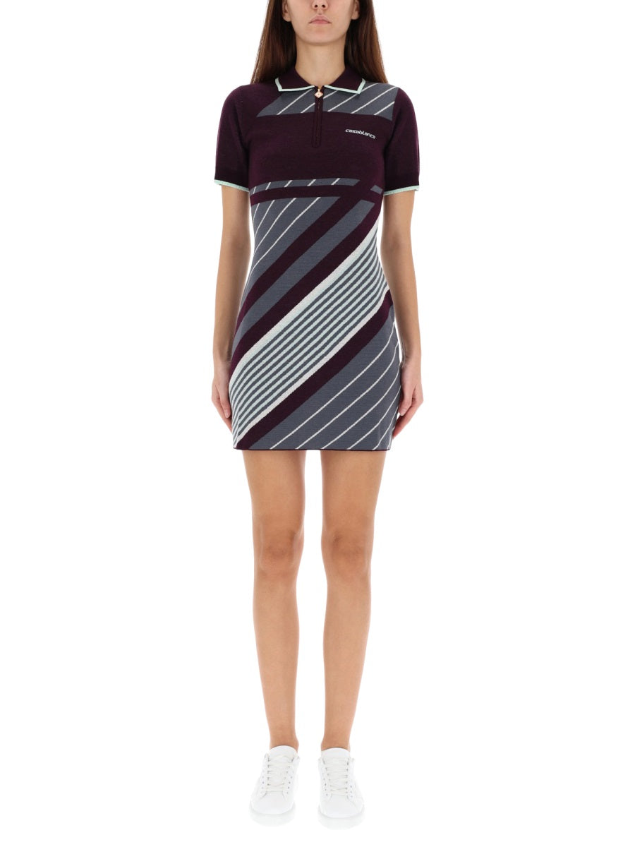 Diagonal Tennis Merino Polo Dress