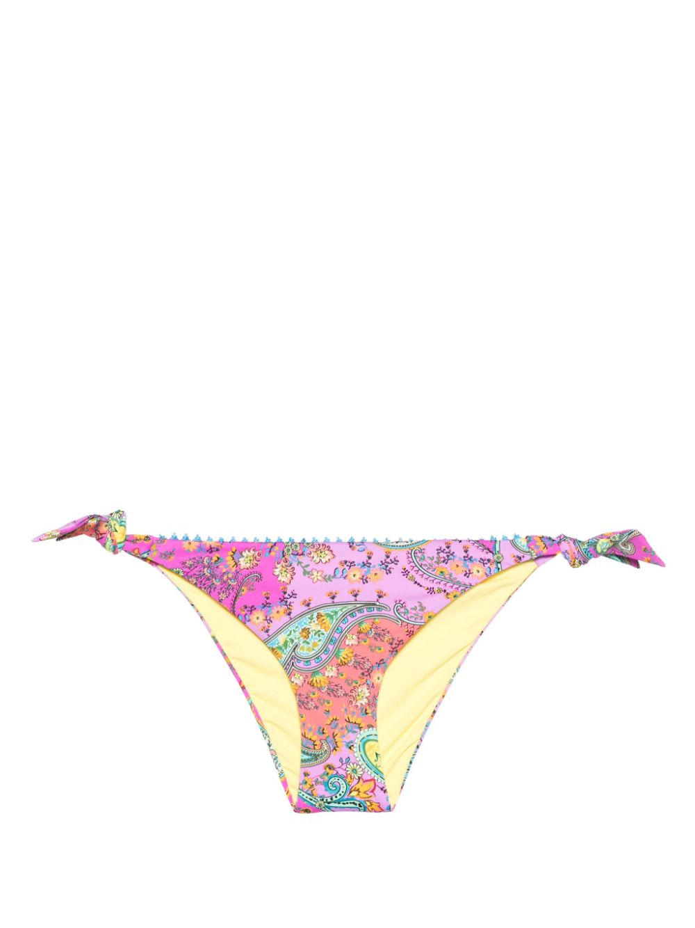 Paisley-print thong bikini bottoms - Pink