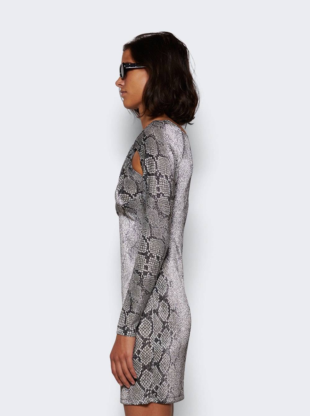 Lurex snake-print mini dress - Grey
