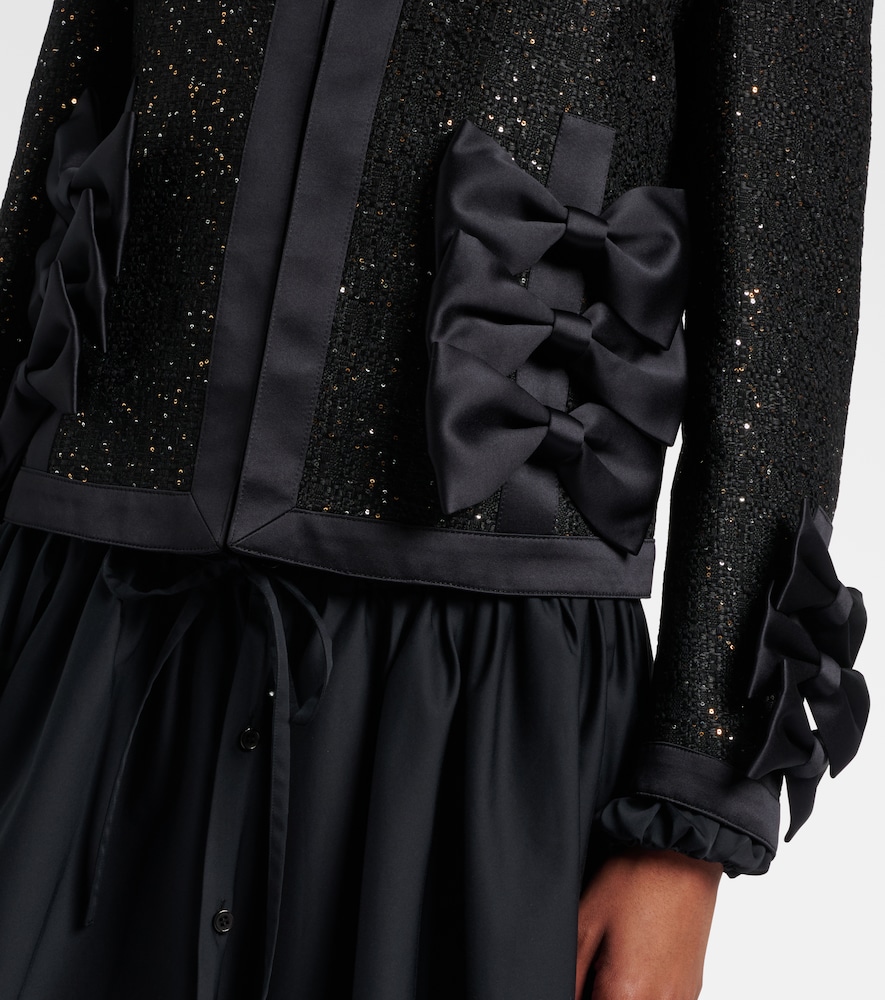 Satin-trimmed sequined jacket