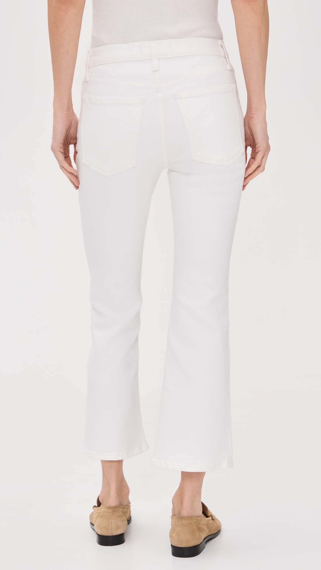 The Petite Stretch Flare Crop Jeans Tile White